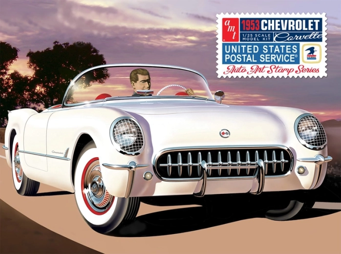 Kunststoffmodellauto 1953 Chevy Corvette 1:25 (USPS Stamp Series)
