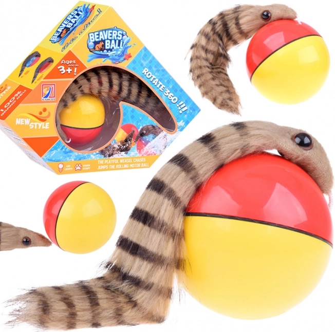 Rollender Ball mit Plüschschwanz