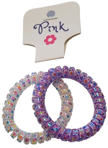 PINK spiralförmige Haargummis mit Perlmuttglanz, 2 Stk.