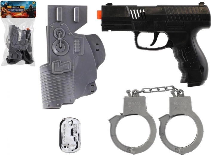 Militärset aus Plastikpistolen mit Schwungrad und Zubehör