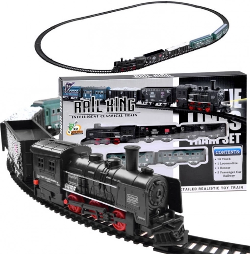 Elektrische Eisenbahn mit Lokomotive und Waggons