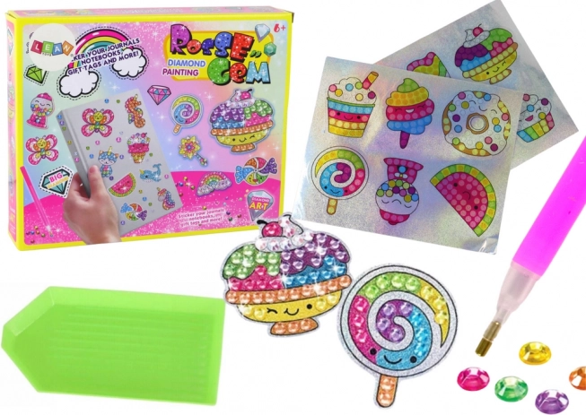 Set für Diamantmalerei – bunte Aufkleber mit Süßigkeiten
