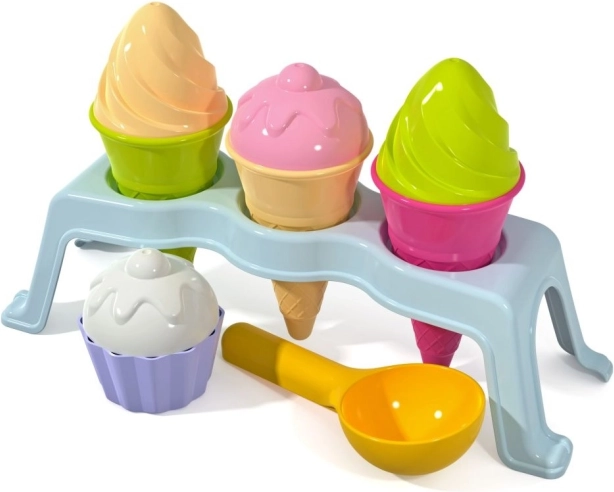 ANDRONI Sandförmchen-Set – Eis im Ständer, 10-teilig