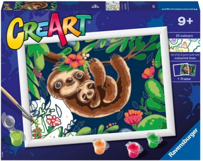RAVENSBURGER CreArt Malen nach Zahlen – Faultiere 24 × 18 cm