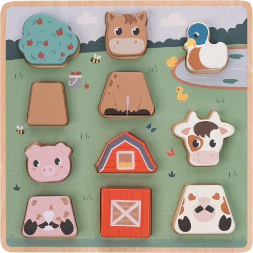 Holz-Steckpuzzle Bauernhoftiere, 11 Teile – FREE2PLAY