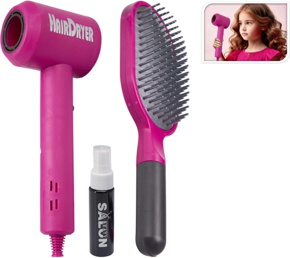 Set für kleine Friseure mit Föhn, Kamm und Zerstäuber