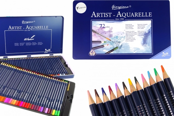 Set mit 72 Aquarellfarbstiften im Metalletui