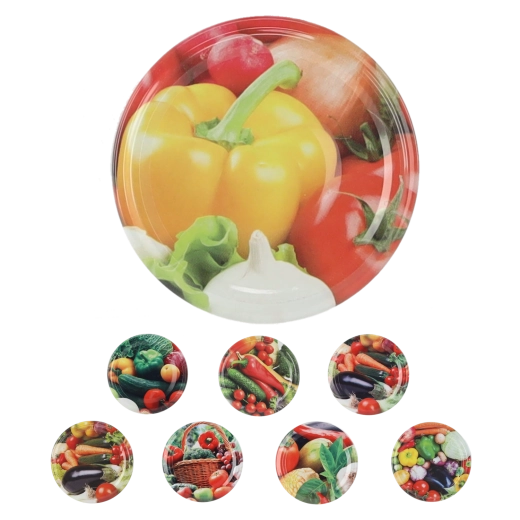 Einkocherdeckel Twist-off FI 66 mit Gemüse-Motiv – Design-Mix (1250 Stk.)