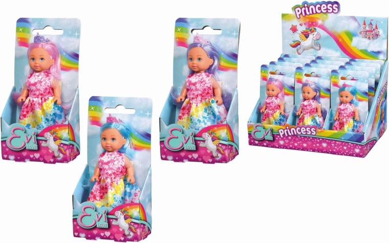Evi Love Puppe Regenbogenprinzessin mit bunten Haaren – 1 Stück