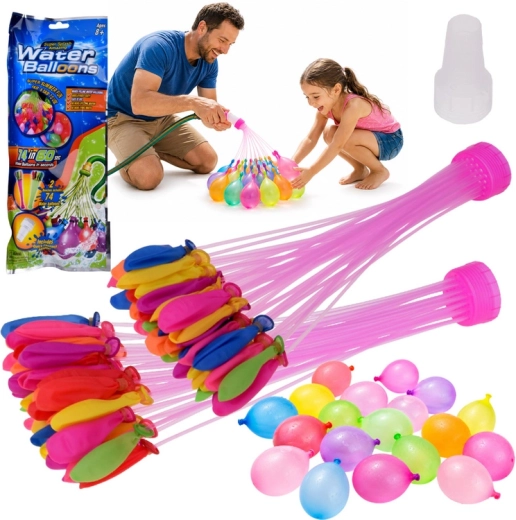 Schnell befüllbare Wasserballons 74 Stk. mit Adapter für den Gartenschlauch