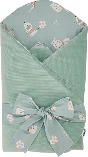 EKO Einschlagtuch VELVET Dogs Mint mit Kokoseinlage 75 × 75 cm