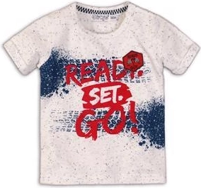 Dirkje Kinder-T-Shirt mit kurzen Ärmeln „Ready Set Go!“ – Weiß