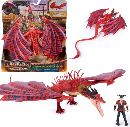 Spin Master Drachenzähmen leicht gemacht Figuren: Drache Monstrous Nightmare und Snotlout, bewegliche Flügel 55 cm