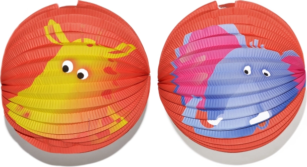 Papierlaterne Kugel mit Tiermuster 25 cm