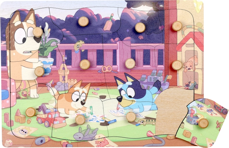 Holzpuzzle mit Griffen Bluey – 12 Teile