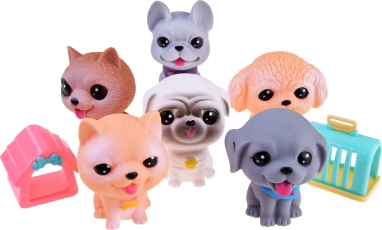 Set aus Gummihundefiguren