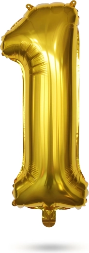 Geburtstags-Folienballon Zahl 1, gold, 40 Zoll
