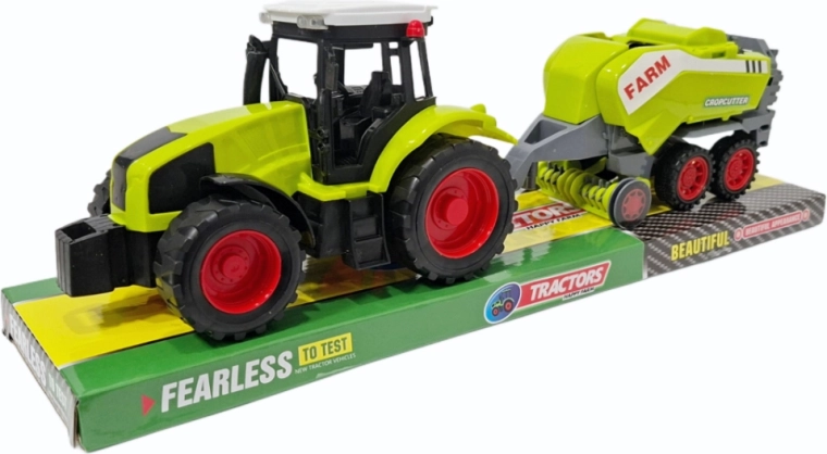 Traktor mit landwirtschaftlicher Maschine und Anhänger – Kunststoff-Set für Kinder