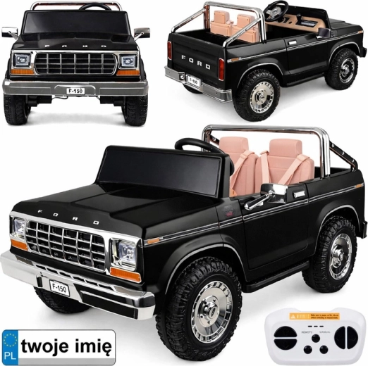 Elektrisches Kinderauto Pickup im FORD BRONCO Stil, zweisitzig – schwarz