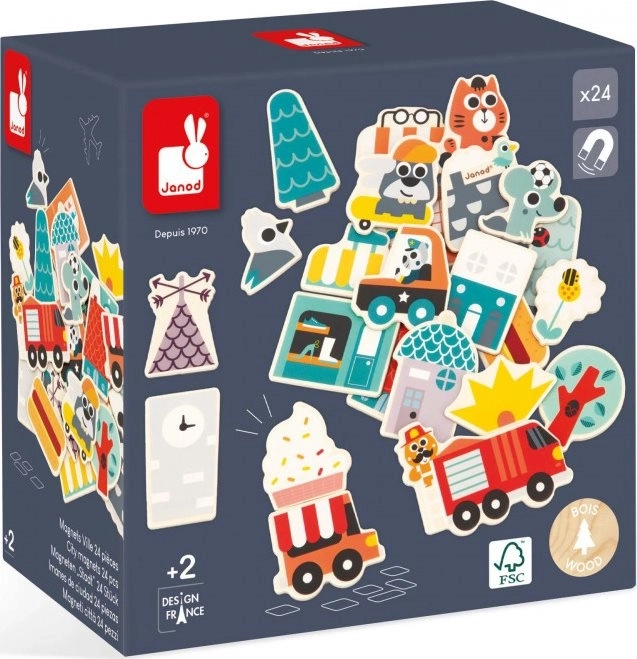 JANOD Holzmagnete In der Stadt 24 Stk.