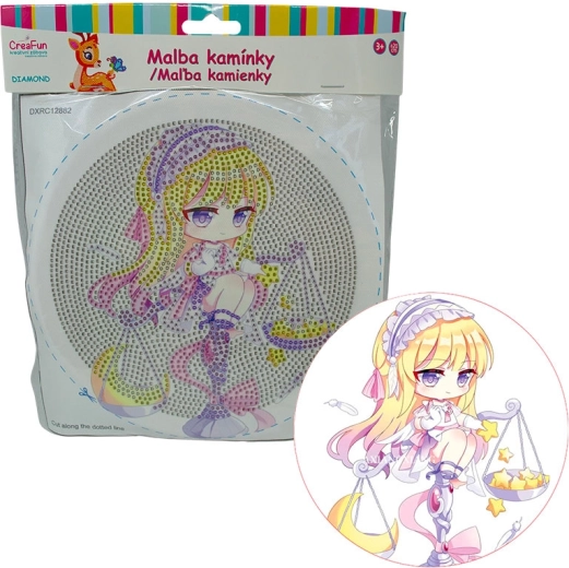 Diamantmalerei mit Rahmen – Puppe in Lila, 20 cm