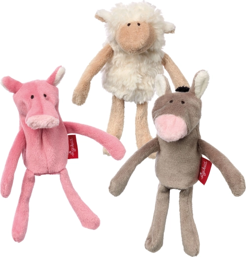 Set plüschiger Fingerpuppen Esel, Ferkel und Schäfchen Sigikid