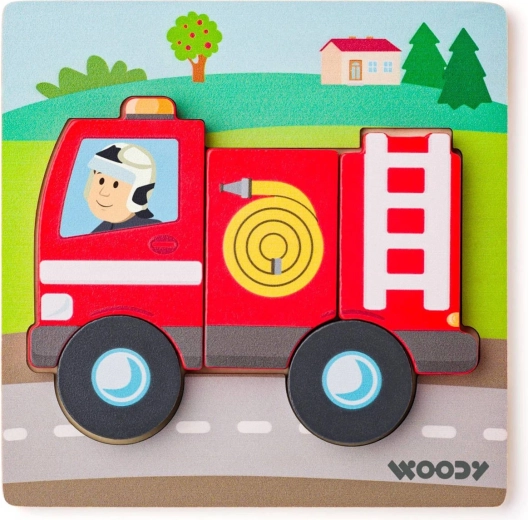 Woody Baby Holz-Steckpuzzle Feuerwehrauto 5 Teile - 1 Stück