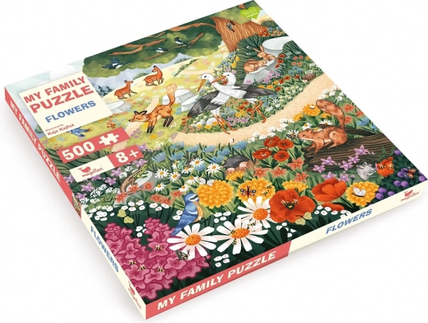 Familienpuzzle Blumen und Waldtiere 500 Teile