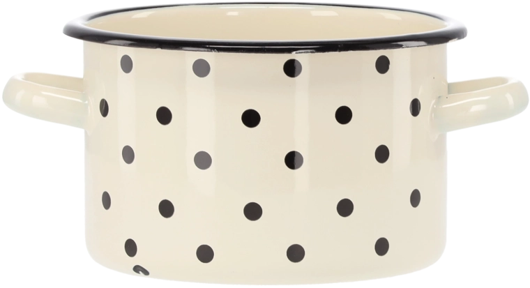 Emaille-Topf 2 l, 16 cm, weiß mit Punkten