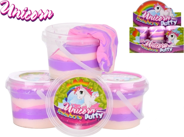 Springende Regenbogen-Knete Einhorn 110 g im Becher