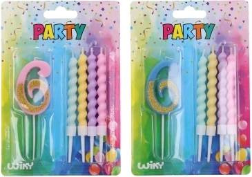 Partykerze Nummer 6 und 4 Stk Kerzen
