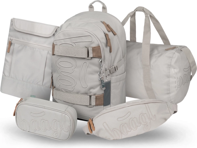 Baagl Set 5 Skate Mist – Schulrucksack, Federmäppchen, Sporttasche, Gürteltasche und Laptop-Hülle