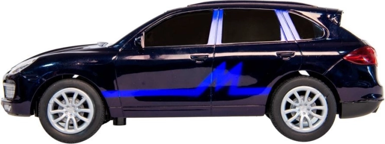 Schnelles ferngesteuertes Auto mit dunklen Scheiben und blauer Grafik – 1 Stück