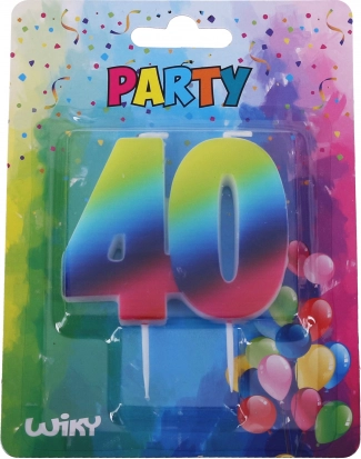 Geburtstagskerze Zahl 40, Regenbogenfarben