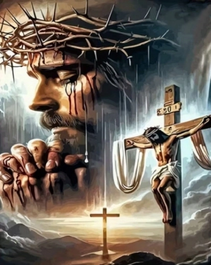 Norimpex Diamantmalerei Jesus – Beweinung am Karfreitag 30 × 40 cm