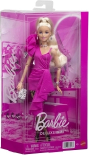 Barbie Deluxe Style Modepuppe in rosa Kleid mit Volant
