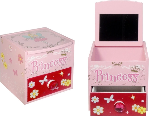 Holzschmuckkästchen mit Spiegel Princess – rosa