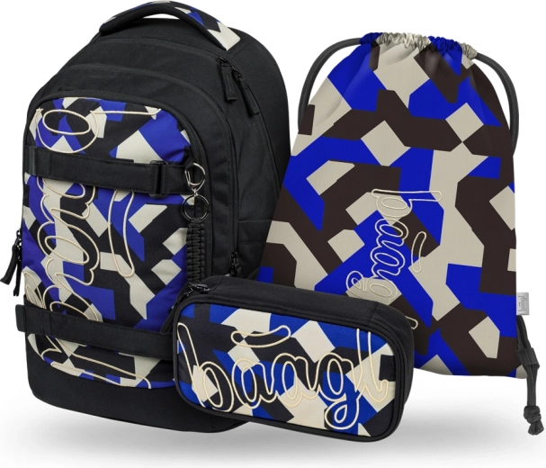 Schulset BAAGL Skate Max Variety – Rucksack, Federmäppchen und Beutel GRS