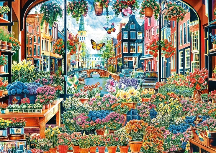 Puzzle TREFL Blumenladen in Amsterdam 2000 Teile