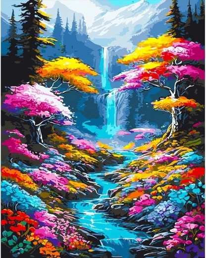 Diamantmalerei Wasserfall und Fluss im Wald 30 × 40 cm NORIMPEX