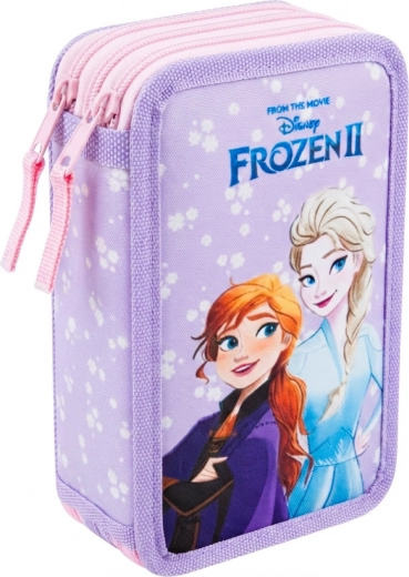 Dreistöckiges, komplett ausgestattetes Schulmäppchen Frozen II – Die Eiskönigin, rosa-violett