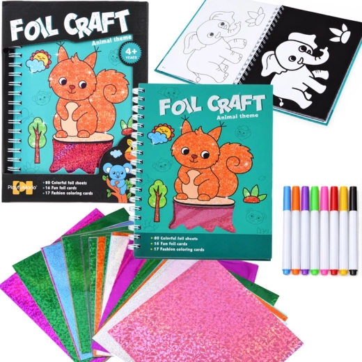 Kreatives holografisches Malbuch 2-in-1 Tiere (Foil Craft)