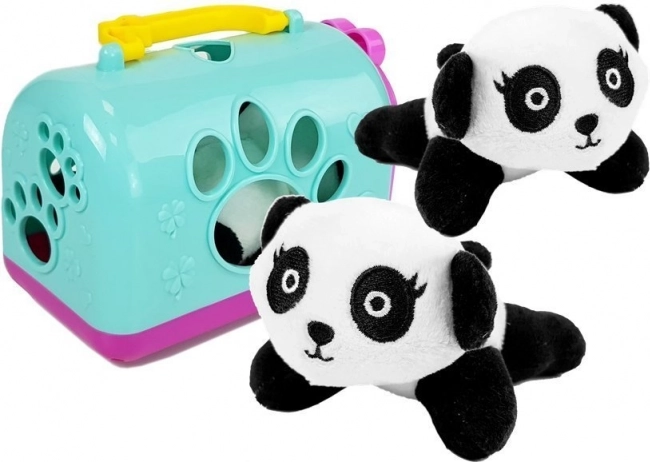 Mini Plüschpanda mit tragbarem Kasten