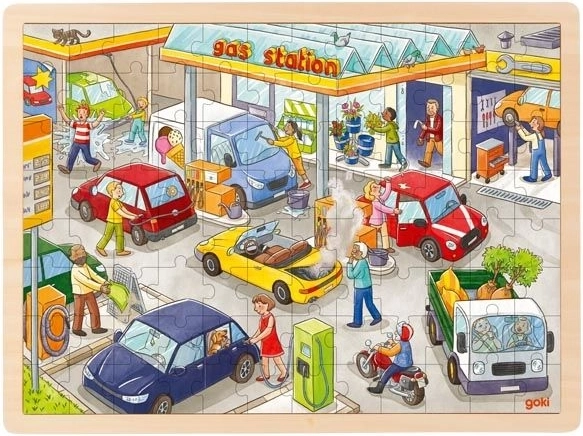 Goki Holzpuzzle Tankstelle 96 Teile