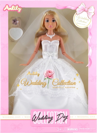 Modische Puppe im weißen Deluxe-Brautkleid