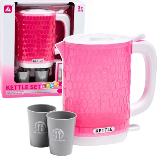Kinder-Wasserkocher-Spielzeug mit Lichtern und Kochgeräuschen inkl. Becher, rosa