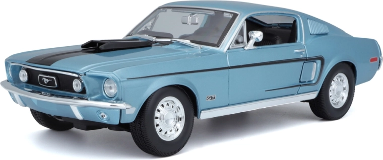 Maisto Ford Mustang GT Cobra Jet Fastback 1968 – Metallmodell 1:18, Metallic-Blau