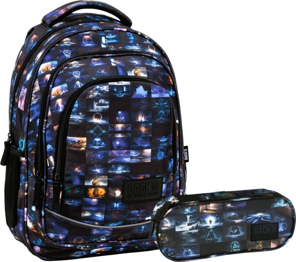 Schulset BackUP Cosmic cat 2-in-1 (Rucksack und Federmäppchen)
