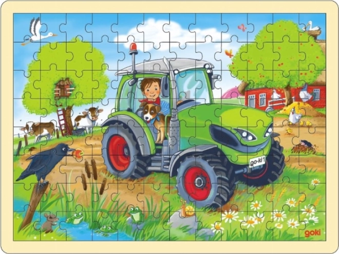 Goki Holzpuzzle Traktor, 96 Teile