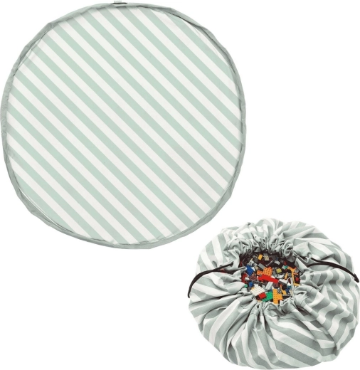 Play and Go Noomad original Spieldecke und Spielzeugsack stripes green